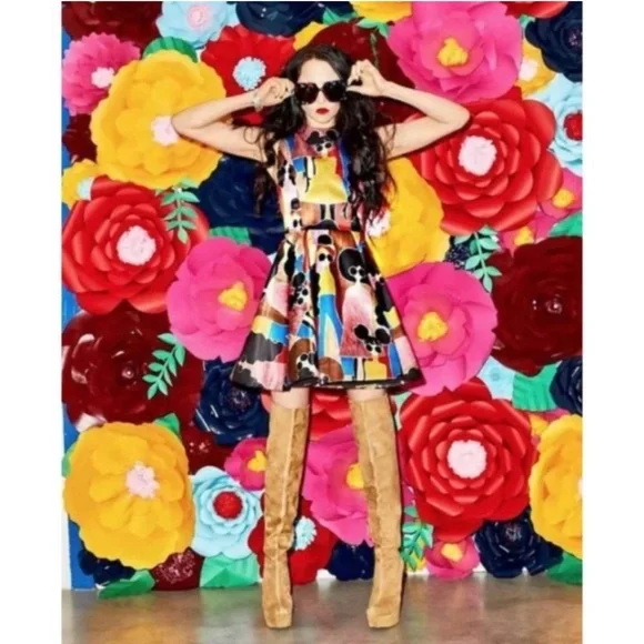 Alice and Olivia Stasia Stace Face Print pleated dress - Picture 4 of 7